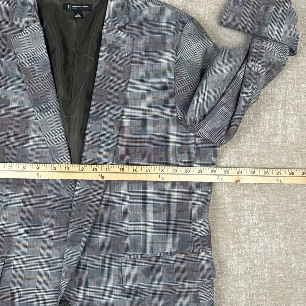 Inc International Concepts 2PC Pant Suit Men’s Large Gray Slim Fit Camo Plaid